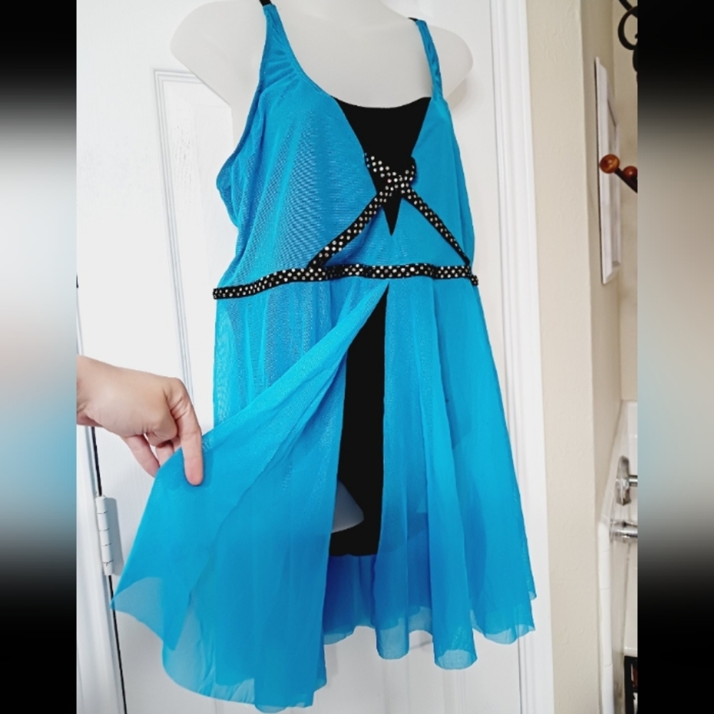 Art Stone Dance Dress Costume Blue Sheer Size XL. NWOT